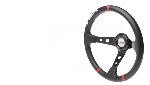 Black Dia 320 mm Simoni Racing INT330/P Steering Wheel Zwart Leather 