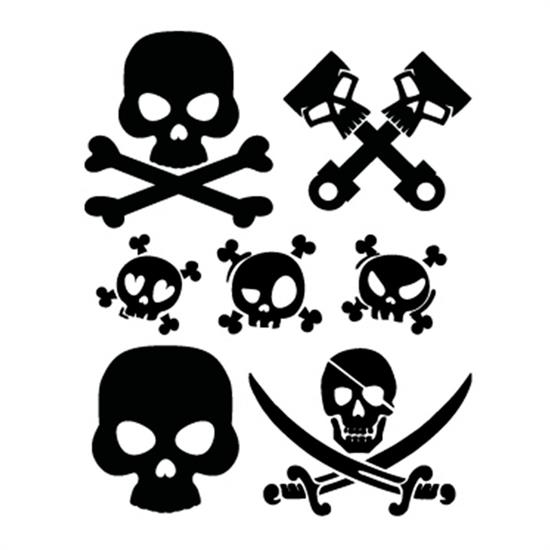 Sticker prespaced 7 skulls