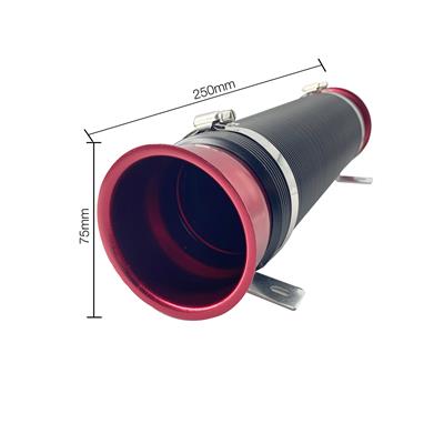 Tubo di aspirazione nero raccordi rossi diam. 76mm