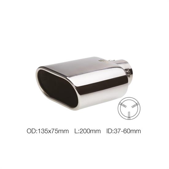 Muffler Tip rectangular id 37-60mm slant stainless steel