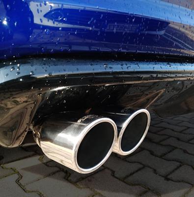 Muffler Tip round double slant stainless steel