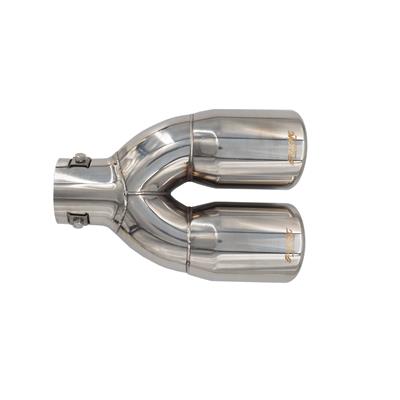 Muffler Tip round double slant stainless steel
