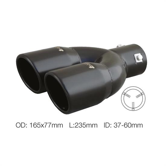Muffler Tip round id 35-60mm double slant stainless steel
