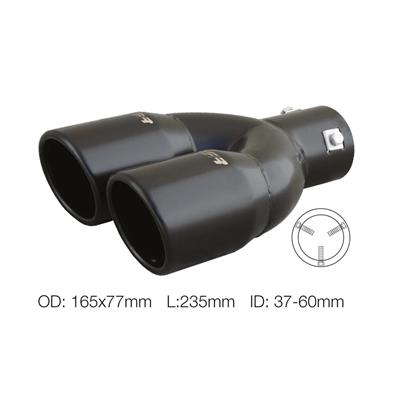 Muffler Tip round id 35-60mm double slant stainless steel