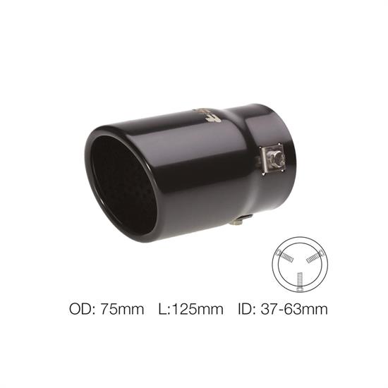 Muffler Tip round slant stainless black steel