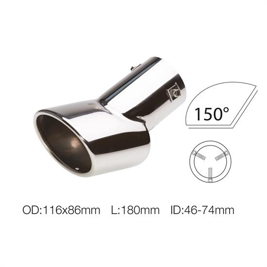 Muffler Tip oval DTM stainless steel