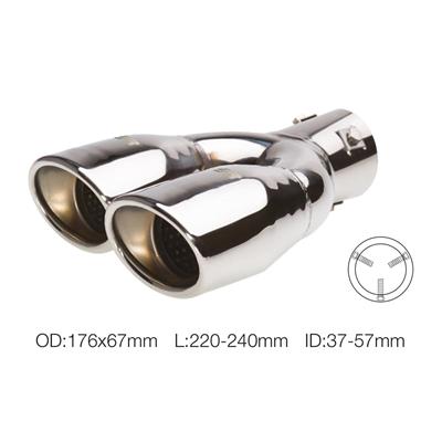 Muffler Tip oval double slant shifted outlet stainless steel