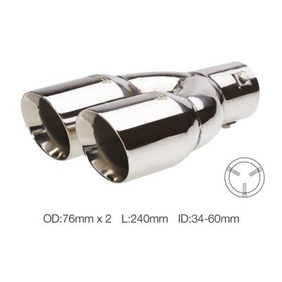 Muffler Tip round double slant stainless steel