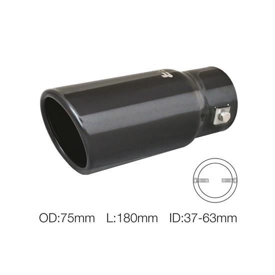 Muffler Tip round slant stainless black steel