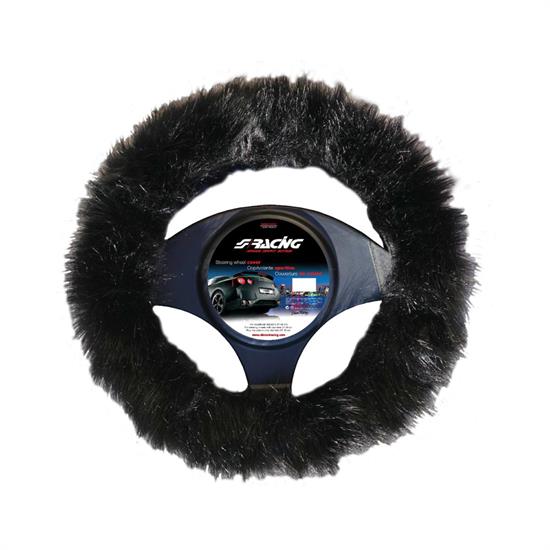 Steering wheel cover Fluffy Fur black