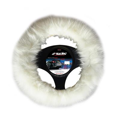 Steering wheel cover Fluffy Fur white