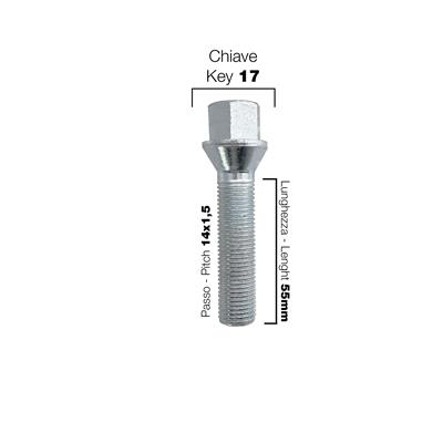 10 bulloni ch.17 141.5 l.50mm