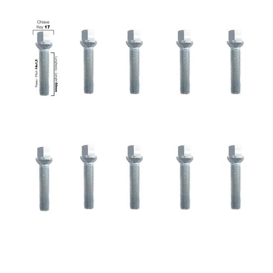 10 bolts key 17 14x1.5 l.60mm spherical