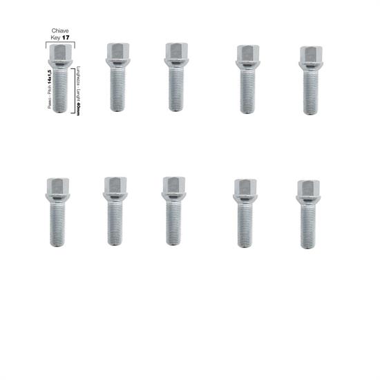 10 bulloni ch.17 14x1.5 l.40mm sferici