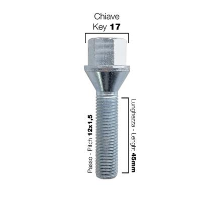 10 bulloni ch.17 12x1.5 l.45mm