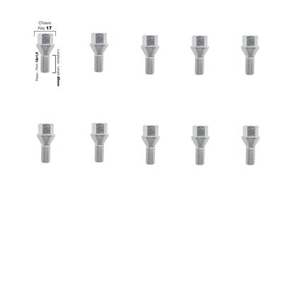 10 bulloni ch.17 12X1.5 l.25mm