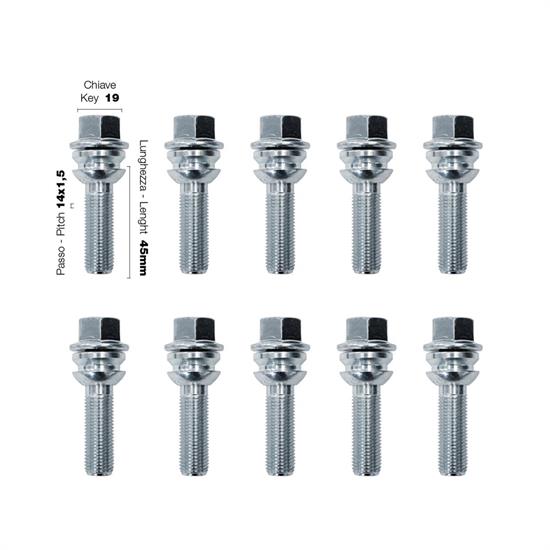 10 bolts key 19 14x1.5 l.45mm spherical floating ring