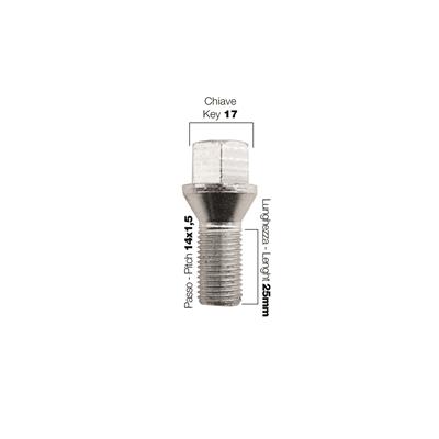 10 bolts key 17 14x1.5 l.25mm