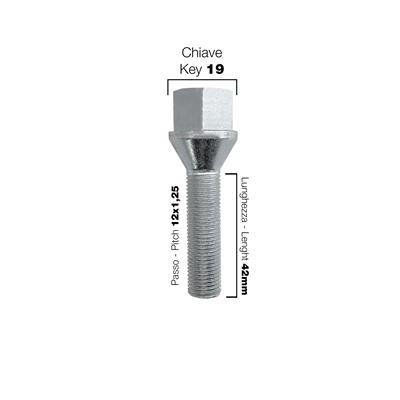 10 bolts key 19 12x1.25 l.42mm