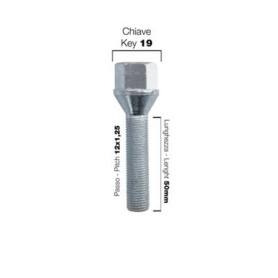 10 bulloni ch.19 12x1.25 l.50mm