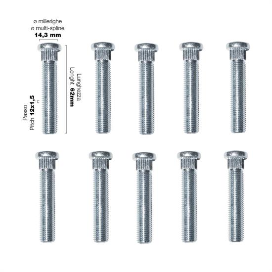 10 forged wheel studs 12x1.5 l.67mm