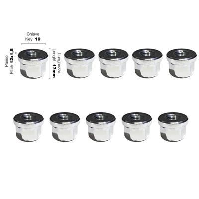 10 nuts key 19 12x1.25 l.17mm flat head