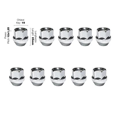10 nuts key 19 12x1.25 l.25mm