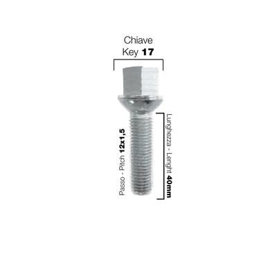 10 bolts key 17 12x1.5 l.40mm spherical