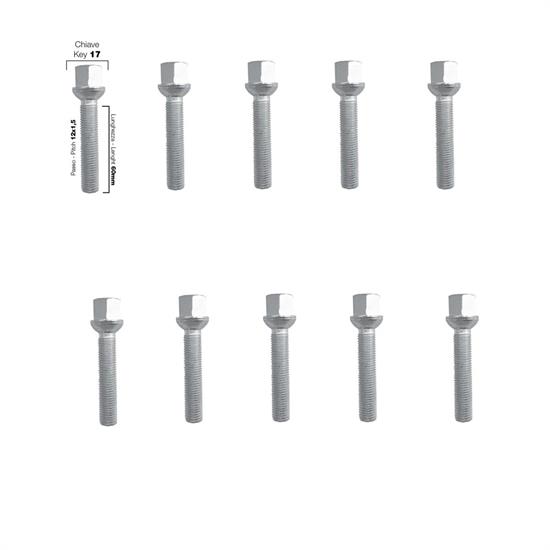 10 bulloni ch.17 12x1.5 l.60mm sferici