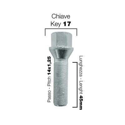 10 bolts key 17 14x1.25 l.45mm