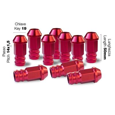 10 nuts ergal red key 19 14x1,5 L. 50 mm