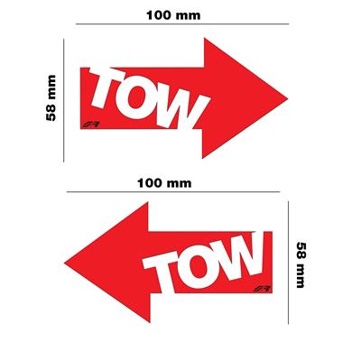 Prespaced sticker Red Tow 146x92 mm