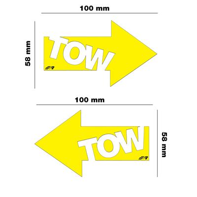 Prespaced sticker Yellow Tow 146x92 mm