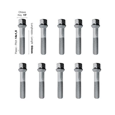 10 bolts key 17 14x1.5 l.64mm spherical