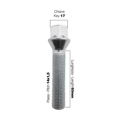10 bulloni ch.17 14X1.5 l.60mm