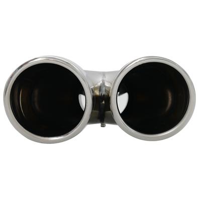Muffler Tip round double slant shifted outlet stainless steel