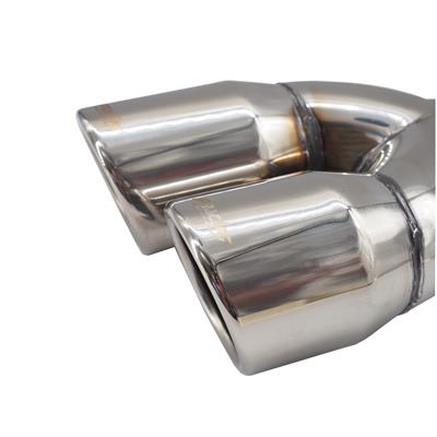 Muffler Tip round double slant shifted outlet stainless steel
