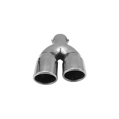 Muffler Tip round double slant shifted outlet stainless steel