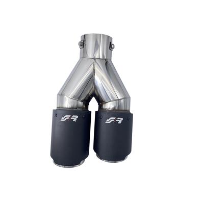 Muffler Tip round double shifted outlet carbon & stainless steel