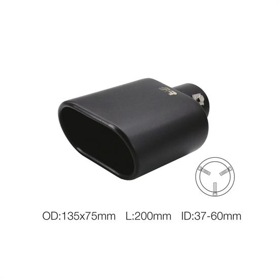 Muffler Tip rectangular id 37-60mm slant black paint