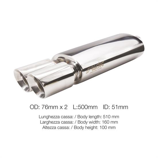 Marmitta rotonda id 51mm doppia acciaio inox