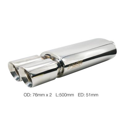 Marmitta rotonda id 51mm doppia acciaio inox
