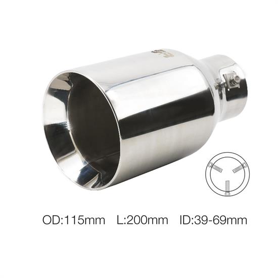 Muffler Tip round id 39-69mm stainless steel
