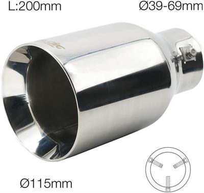 Muffler Tip round id 39-69mm stainless steel