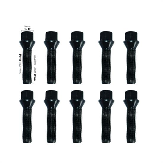 10 black bolts key 17 14x1.5 l.50mm