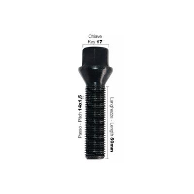 10 bulloni neri ch.17 14x1.5 l.50mm