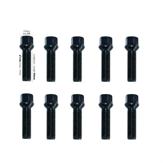 10 black bolts key 17 14x1.5 l.45mm spherical