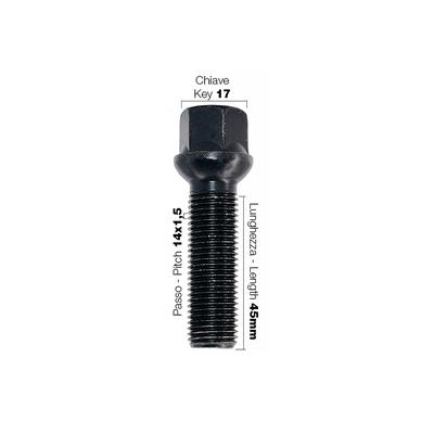 10 bulloni neri ch.17 14x1.5 l.45mm sferici