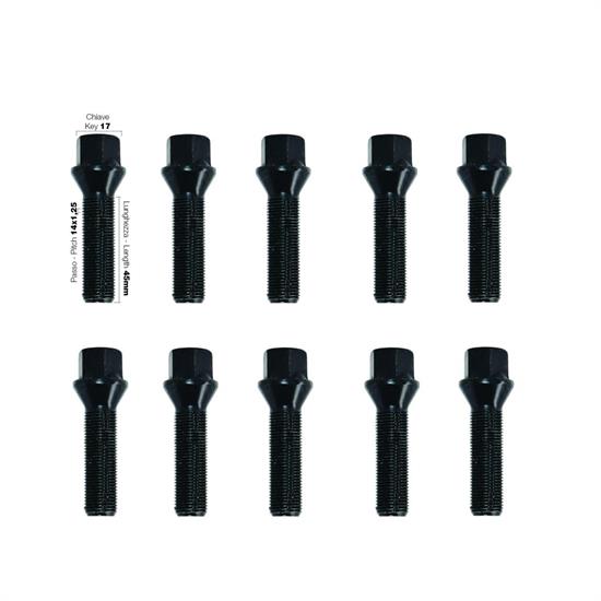10 black bolts key 17 14x1.25 l.45mm