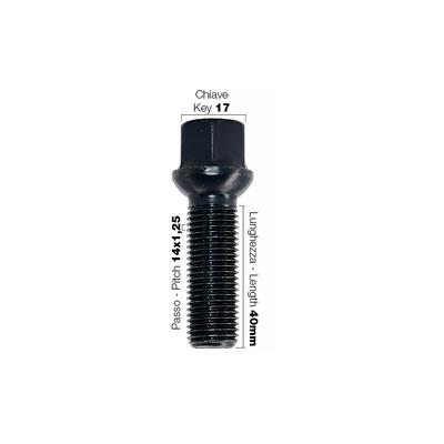 10 black bolts key 17 14x1.5 l.40mm spherical